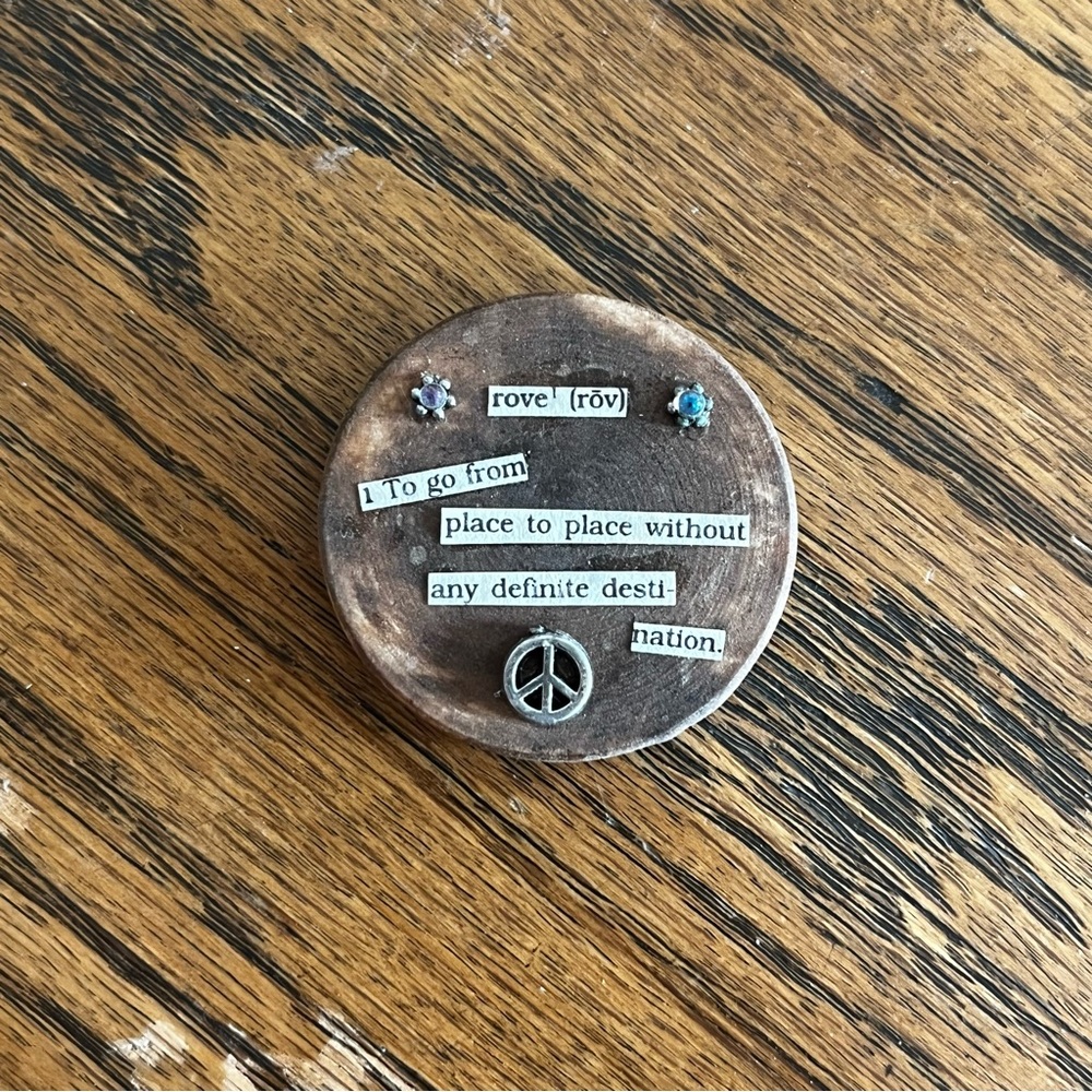 Handmade Vintage Dictionary Word Magnet On Stained Wood • Rove